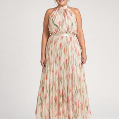 Aurelle™ Halter Neck Floral Midi Dress