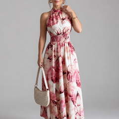 Olivia™ Gathered Waist Abstract Print Midi Dress
