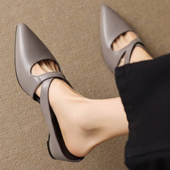 Selva Genuine Leather Cross-Strap Pointed Mules