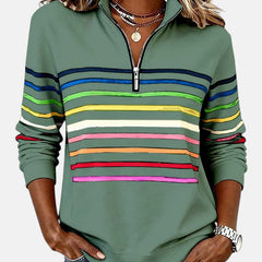 Vienna | Rainbow Striped Zip Sweatshirt