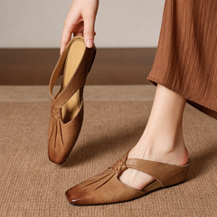 Olene Square-Toe Genuine Leather Mules