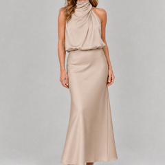 Nopal™ Sleeveless Draped Neck Midi Dress