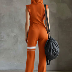 Giada - Retro Sports Jumpsuit with Hood and Stripes