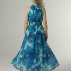 Sylin | Gathered Halter Midi Dress