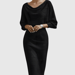 Ismeria | White Draped Batwing Midi Dress