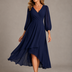 Mia™ | Elegant V-neck Long Dress