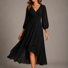 Mia™ | Elegant V-neck Long Dress
