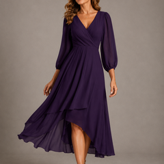 Mia™ | Elegant V-neck Long Dress