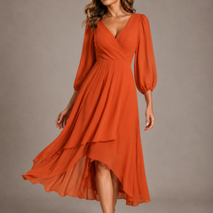 Mia™ | Elegant V-neck Long Dress
