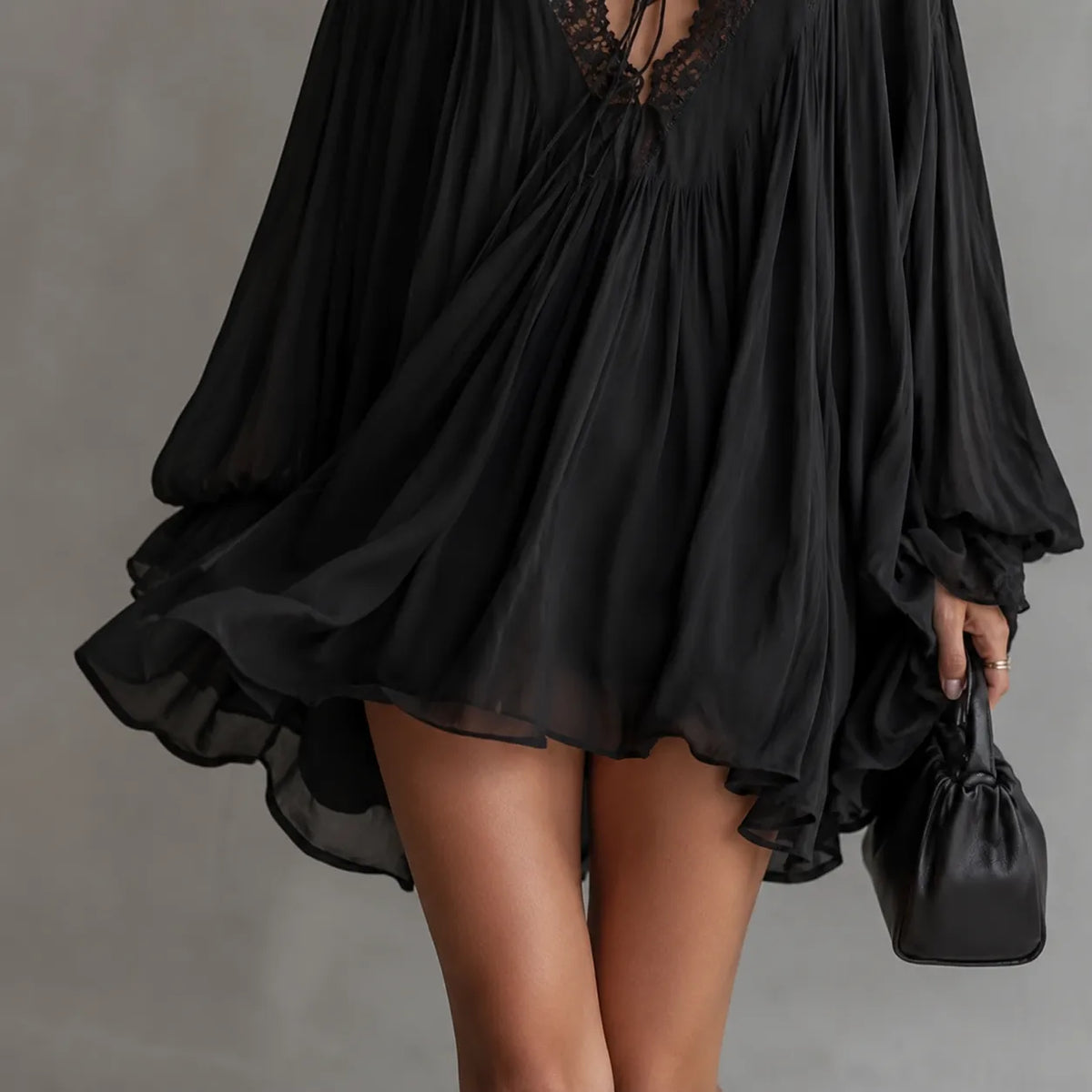 Lucia | Lace-Trim Chiffon Tunic Dress
