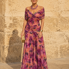 Avery | Ruched V-Neck Elegant Maxi Dress