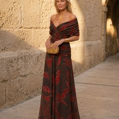 Avery | Ruched V-Neck Elegant Maxi Dress