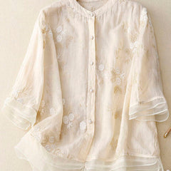 Kourtney™ | Chic Blouse with Floral Accents