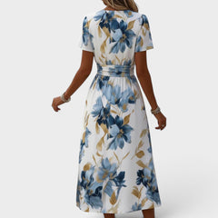 Denise | Floral Wrap Waist Midi Dress