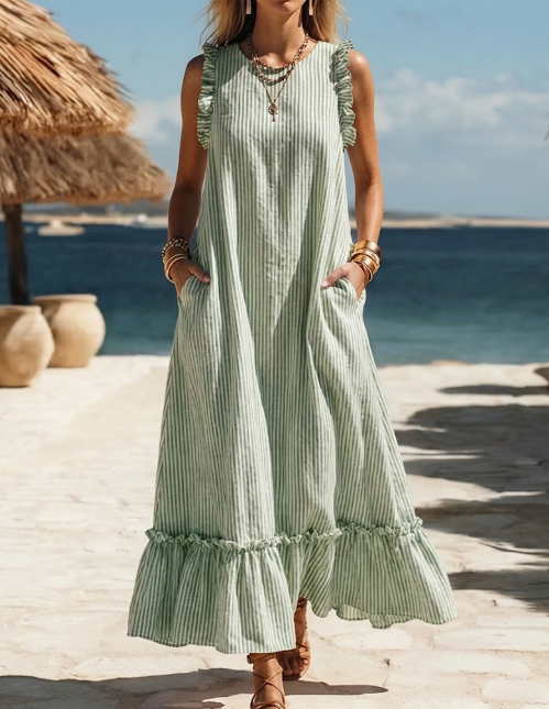 Grace  | Retro Ruffled Casual Maxi Dress