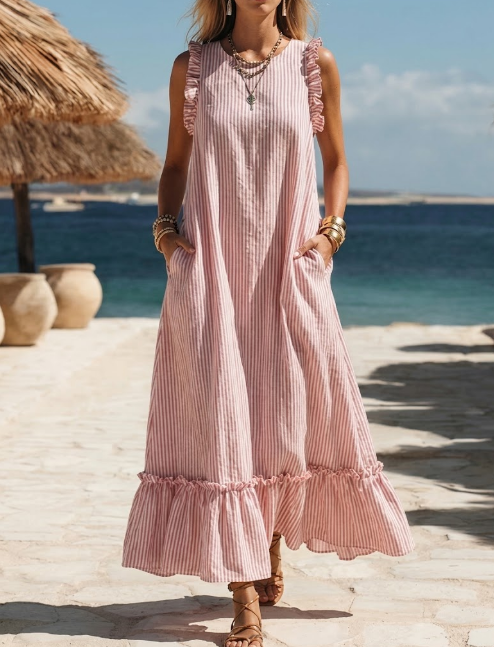Grace  | Retro Ruffled Casual Maxi Dress
