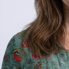 Marina | Floral V Neck Three Quarter Sleeve Maxi Dress