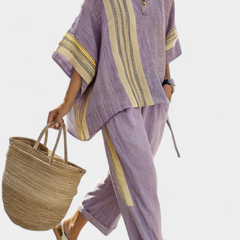 Daniela - Lavender Striped Trouser Set