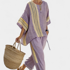Daniela - Lavender Striped Trouser Set