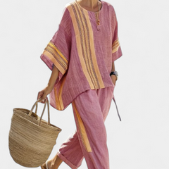 Daniela - Lavender Striped Trouser Set