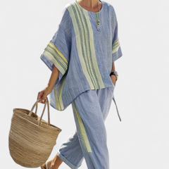 Daniela - Lavender Striped Trouser Set