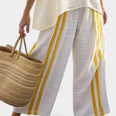 Arianna - Yellow Striped Linen Trouser Set