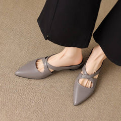 Selva Genuine Leather Cross-Strap Pointed Mules