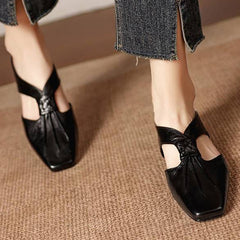 Olene Square-Toe Genuine Leather Mules