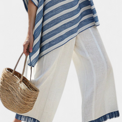 Ornella - Blue Striped Trouser Set