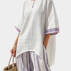 Allegra - Striped Bamboo Trouser Set