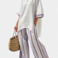 Allegra - Striped Bamboo Trouser Set