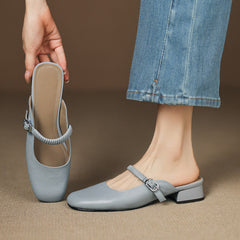Novie Genuine Leather Mary Jane Mules