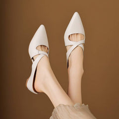 Selva Genuine Leather Cross-Strap Pointed Mules