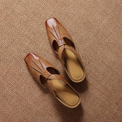 Olene Square-Toe Genuine Leather Mules