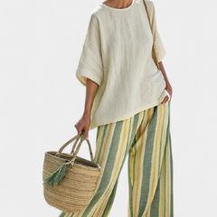 Caterina - Striped Linen Trouser Set