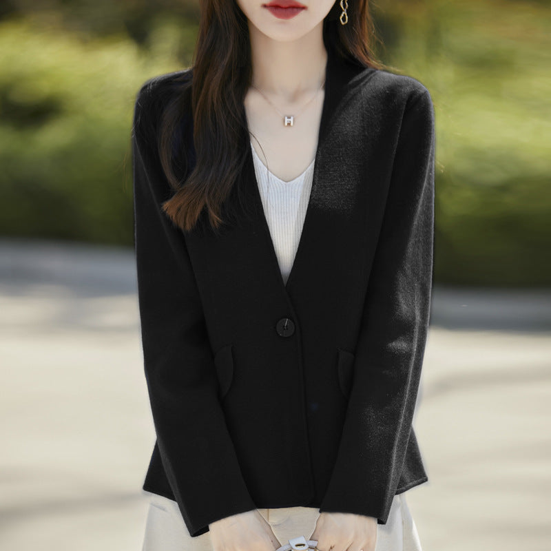 Knit V-Neck Blazer Cardigan