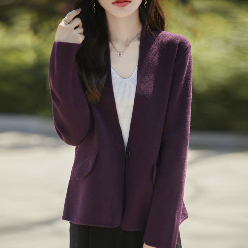 Knit V-Neck Blazer Cardigan