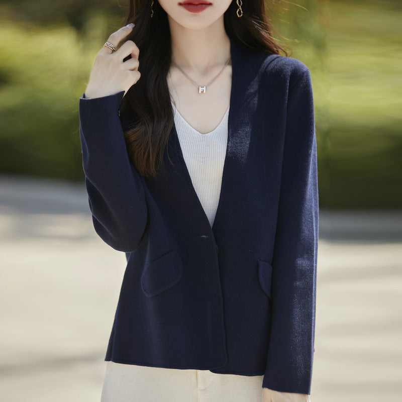 Knit V-Neck Blazer Cardigan
