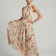 Aurelle™ Halter Neck Floral Midi Dress