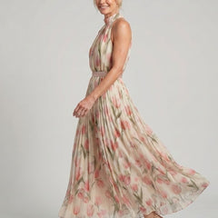 Aurelle™ Halter Neck Floral Midi Dress