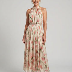Aurelle™ Halter Neck Floral Midi Dress
