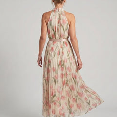 Aurelle™ Halter Neck Floral Midi Dress
