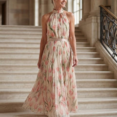Aurelle™ Halter Neck Floral Midi Dress
