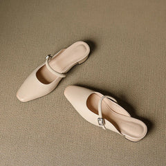 Kera Genuine Leather Mary Jane Mules