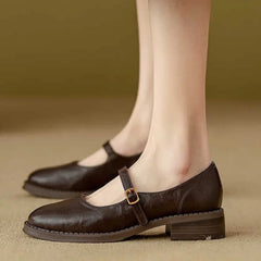 Eleanor | Women's Leather Mary Jane Shoes Low Block Heel Strap