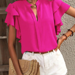 Amira™ | Chic Blouse with Elegant Ruffle Sleeves