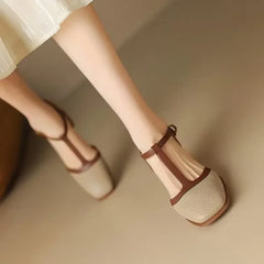 Piper | Women's T-Strap Block Heel Shoes Square Toe Mid Heel Pumps
