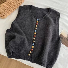 THE MARIBEL | COLOR-BUTTON KNIT VEST