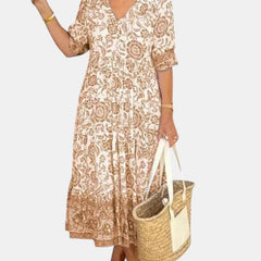 Aria™ | Elegant Floral Dress with V-Neck