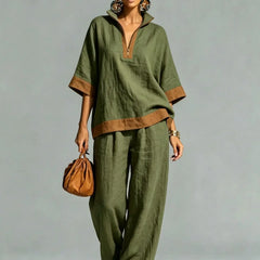 Women's Vintage Linen-Look Co-ord Set